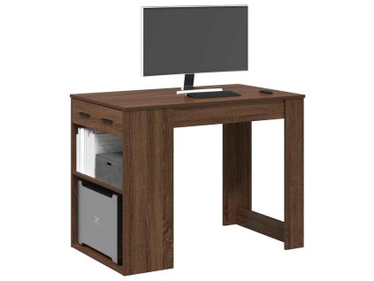 vidaXL Psací stůl se zásuvkou a policí hnědý dub 102x62x77,5 cm