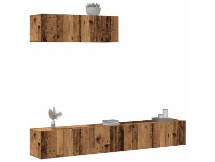 vidaXL Sada 3 kusů nástěnné TV skříňka starého dřeva kompozitní dřevo