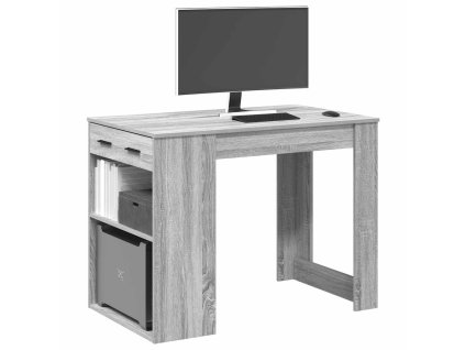 vidaXL Psací stůl se zásuvkou a policí šedý sonoma 102x62x77,5 cm