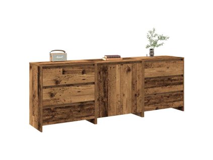 vidaXL 3dílný Příborník starého dřeva kompozitní dřevo