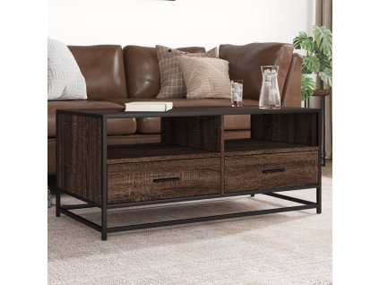 vidaXL Konferenční stolek hnědý dub 100 x 50 x 45 cm kompozit a kov