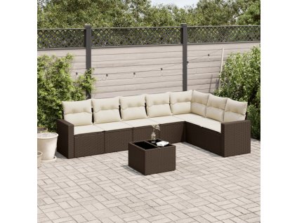 vidaXL 8dílná zahradní sedací souprava s poduškami hnědá polyratan