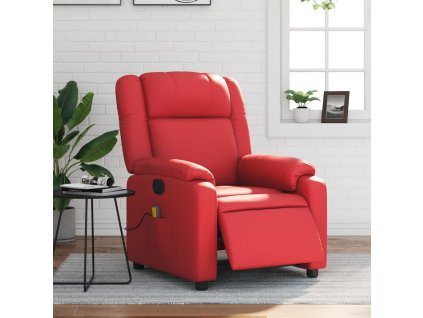 vidaXL Elektrické masážní polohovací křeslo červené umělá kůže