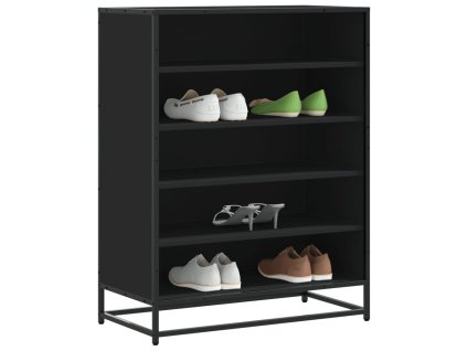 vidaXL Botník černý 75 x 38 x 97,5 cm kompozitní dřevo a kov