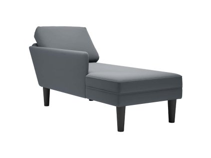 vidaXL Lenoška s polštářem a područkou na pravé straně šedá samet