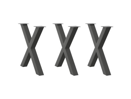 vidaXL Nohy k jídelnímu stolu ve tvaru X, 3 ks, antracitové, 80 x (72-73) cm, ocel