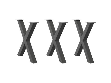 vidaXL Nohy k jídelnímu stolu ve tvaru X, 3 ks, antracitové, 70 x (72-73) cm, ocel