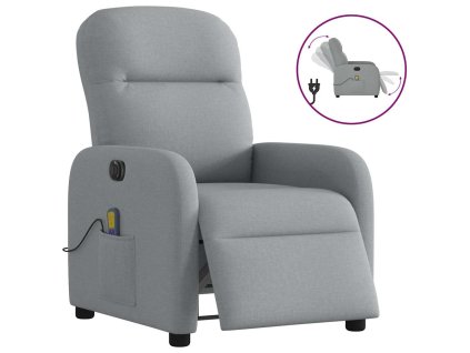 vidaXL Elektrické masážní polohovací křeslo světle šedé textil