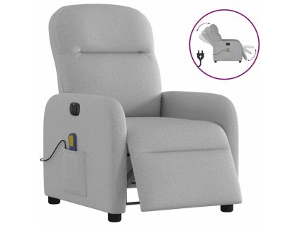 vidaXL Elektrické masážní polohovací křeslo obláčkově šedé textil
