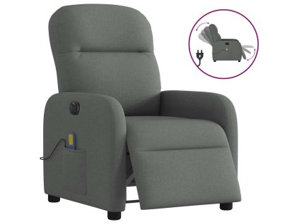 vidaXL Elektrické masážní polohovací křeslo tmavě šedé textil