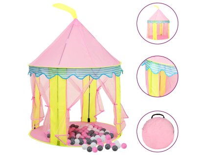 vidaXL Dětský stan na hraní s 250 míčky růžový 100x100x127 cm