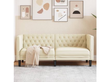 vidaXL Pohovka Chesterfield 2místná krémová umělá kůže