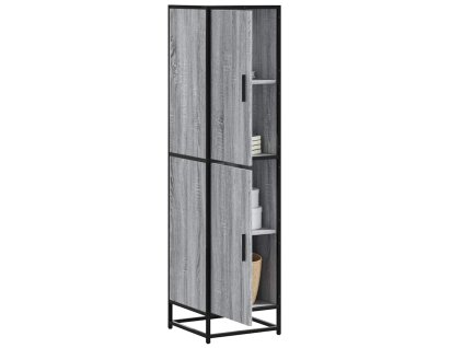 vidaXL Skříň highboard šedá sonoma 35,5x35x139 cm kompozit a kov