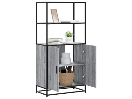 vidaXL Skříň highboard šedá sonoma 68x35x139cm kompozitní dřevo a kov