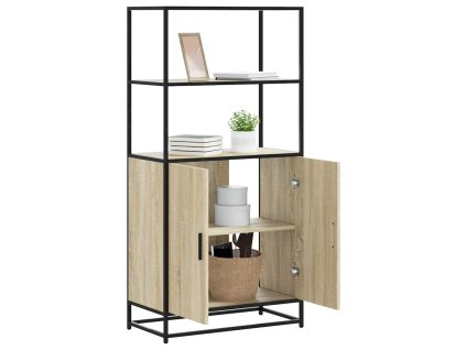 vidaXL Skříň highboard dub sonoma 68x35x139 cm kompozitní dřevo a kov