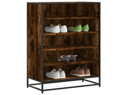 vidaXL Botník kouřový dub 75 x 38 x 97,5 cm kompozitní dřevo a kov