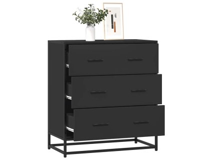 vidaXL Příborník černý 68 x 35 x 76 cm kompozitní dřevo a kov