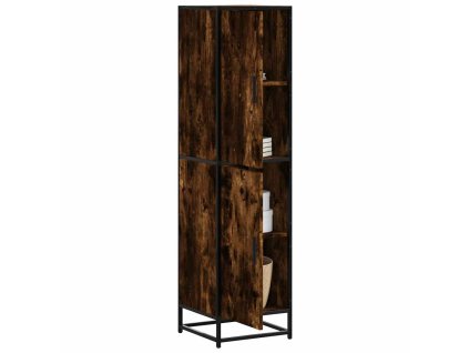 vidaXL Skříň highboard kouřový dub 35,5x35x139 cm kompozit a kov