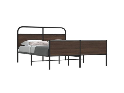 vidaXL Kovový rám postele bez matrace hnědý dub 150 x 200 cm