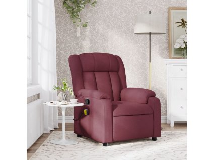 vidaXL Masážní polohovací křeslo vínové textil