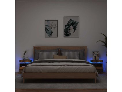 vidaXL Noční stolky s LED osvětlením 2 ks old wood 40 x 39 x 48,5 cm