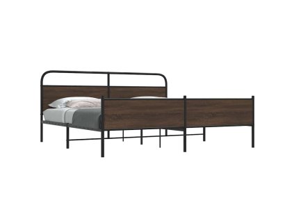 vidaXL Kovový rám postele bez matrace hnědý dub 193 x 203 cm