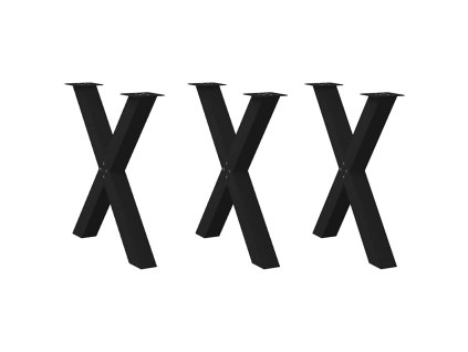 vidaXL Nohy k jídelnímu stolu ve tvaru X, 3 ks, černé, 80 x (72-73) cm, ocel