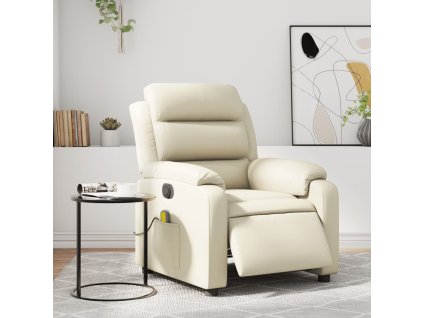 vidaXL Elektrické masážní polohovací křeslo krémové umělá kůže