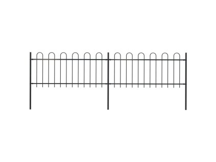 vidaXL Zahradní plot s obloukem nahoře ocelový 359 x 80 cm černý