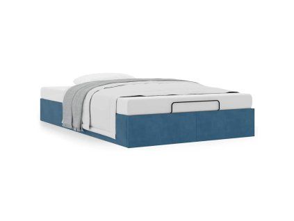 vidaXL Osmanský rám postele bez matrace tmavě modrý 120x200 cm samet