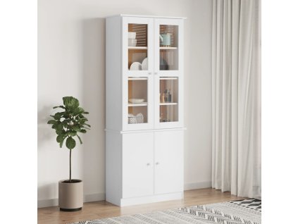 vidaXL Prosklená vitrína ALTA bílá 77x35x186,5 cm masivní borové dřevo