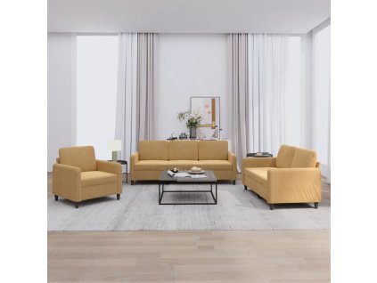 vidaXL 3dílná sedací souprava hnědá samet