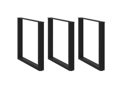 vidaXL Nohy k jídelnímu stolu ve tvaru U, 3 ks, černé, 90 x (72-73) cm, ocel