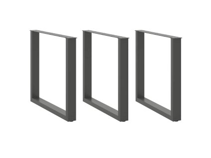 vidaXL Nohy k jídelnímu stolu ve tvaru U, 3 ks, antracitové, 90 x (72-73) cm, ocel