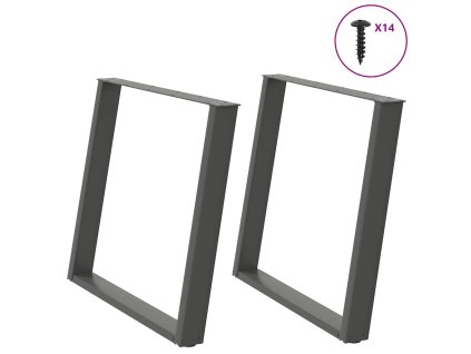 vidaXL Nohy k jídelnímu stolu ve tvaru U, 2 ks, antracitové, 90 x (72-73) cm, ocel