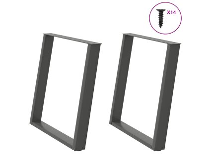 vidaXL Nohy k jídelnímu stolu ve tvaru U, 2 ks, antracitové, 70 x (72-73) cm, ocel