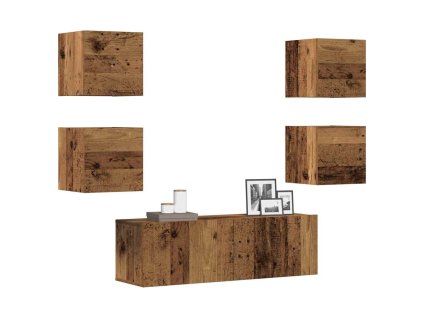 vidaXL Sada 5 kusů nástěnné TV skříňka starého dřeva kompozitní dřevo