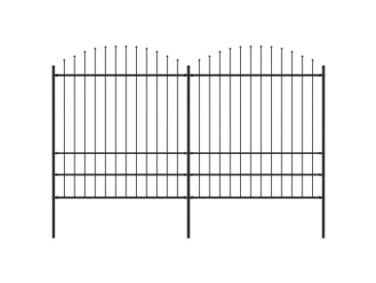 vidaXL Zahradní plot s kopím nahoře ocelový 359 x 200 cm černý