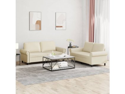 vidaXL 2dílná sedací souprava s poduškami krémová umělá kůže