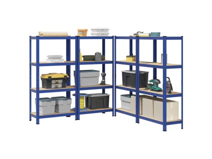 vidaXL 4patrové úložné regály 4 ks modré ocel a kompozitní dřevo