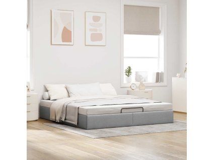 vidaXL Osmanský rám postele bez matrací světle šedá 180x200 cm textil