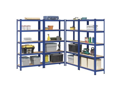 vidaXL 5patrové úložné regály 4 ks modré ocel a kompozitní dřevo