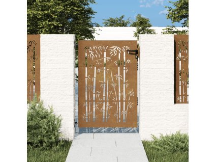 vidaXL Zahradní branka 85 x 150 cm cortenová ocel Bambus