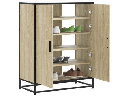 vidaXL Botník dub sonoma 75 x 38 x 97,5 cm kompozitní dřevo a kov