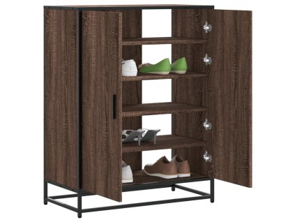 vidaXL Botník hnědý dub 75 x 38 x 97,5 cm kompozitní dřevo a kov