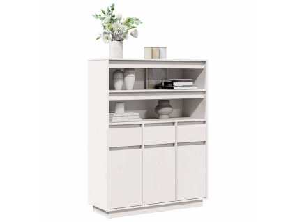vidaXL Skříň highboard bílá 89x34x116,5 cm masivní borové dřevo