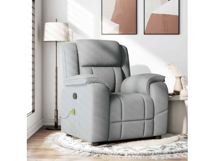 vidaXL Masážní polohovací křeslo světle šedé textil