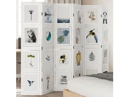 vidaXL Paraván 6dílný bílý masivní dřevo pavlovnie