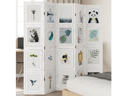 vidaXL Paraván 5dílný bílý masivní dřevo pavlovnie