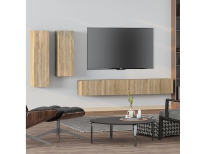 vidaXL 4dílný set TV skříněk dub sonoma kompozitní dřevo